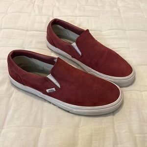 Maroon slip-on vans